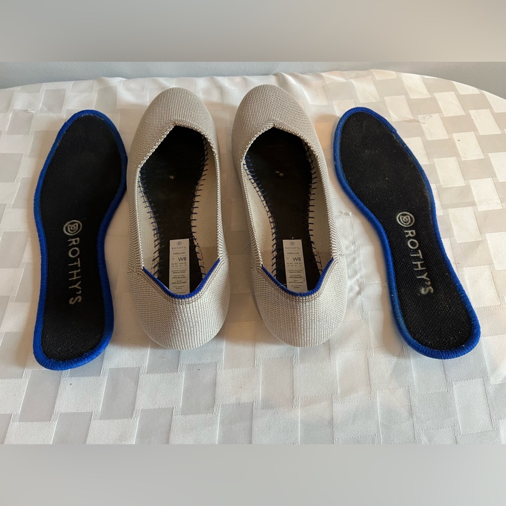 Size 8 Rothy’s the Flat. Round toe gray quartz flats. Good preowned condition - Picture 2 of 11